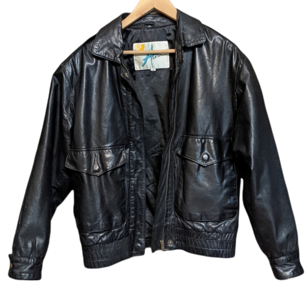 Luis Alvear Womens Soft Leather Jacket Vintage 80s Black Size S Zip Up Biker